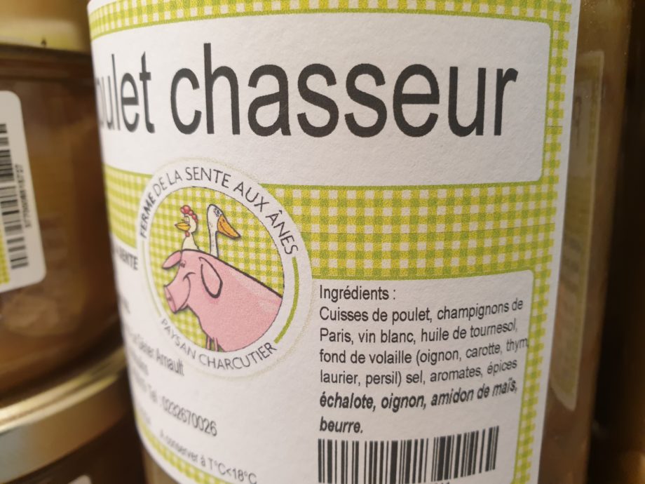 Poulet Chasseur (champignons, vin blanc) (2 parts)