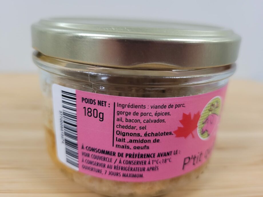 Le P'tit Québécois (bacon et cheddar) (180g)