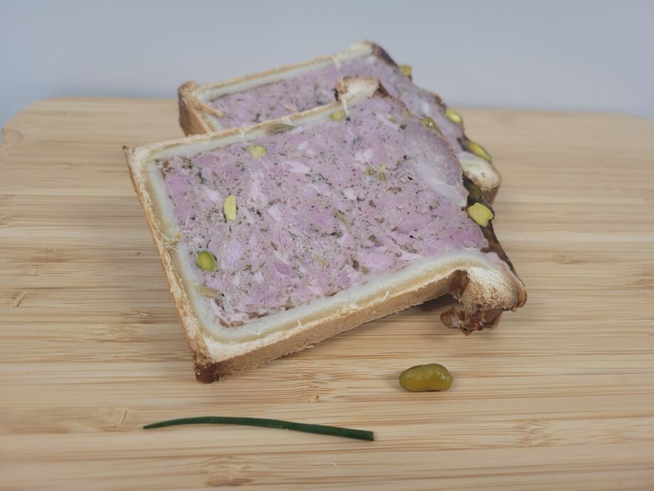 Pâté en croûte tranches (porc, pistache, trompettes) (2 tranches)